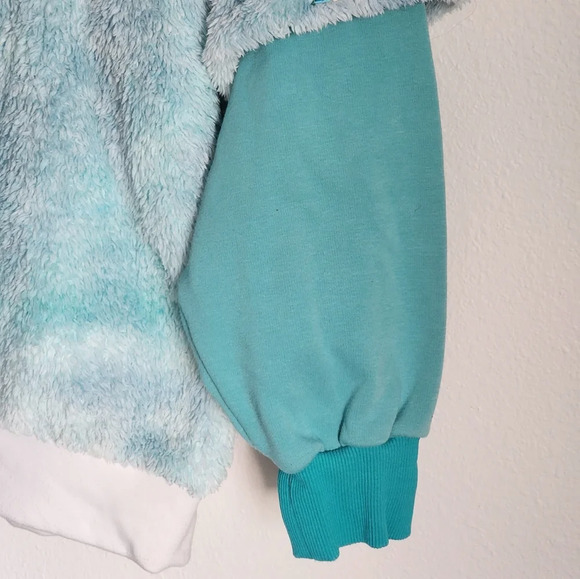 Micotaku Women's Zip Front Hoodie, Mint Couds pattern. Front angle pockets. S/M - Picture 12 of 14